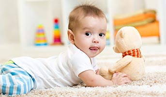 baby on clean carpet