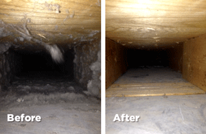 Before and After image of Air Duct Cleaning